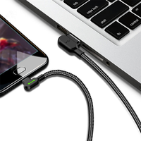 3m Panjang 90 °   Kabel Gaming Micro USB, Indikator LED Pengisian Cepat, Pelindung TPE Terjalin untuk Ponsel & Power Bank