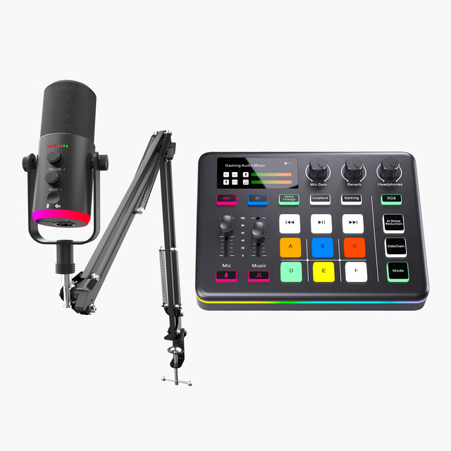 Adjustable Boom Arm Drums Microphone Set Pick up Noise Podcast Recording Capability Microphone Set for Vlog Live