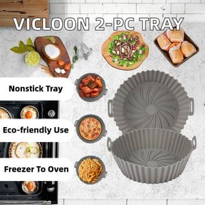 Accessoires pour four à friture sans air et micro-ondes de 6,5 pouces, 2 plateaux de cuisson ronds réutilisables antiadhésifs, pot en silicone résistant au congélateur - Product Image 2