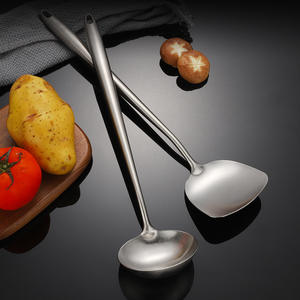 Ensemble de louche et spatule en acier inoxydable 304 Jieyang, manche épaissi, compatible lave-vaisselle, ustensiles de cuisine pour faire sauter et servir - Product Image 2
