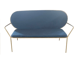Oval Shape Modern Stainless Steel Brass Gold 3 Seater Wedding <strong>Bench</strong> Velvet <strong>Sofa</strong> with High Resilience Foam - Product Image 3