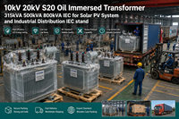Transformateur de puissance immergé dans l'huile S20-M 630 kVA 1000 kVA 13,8 kV 480 V Triphasé Dyn11 à bobinage en cuivre hermétique, économe en énergie, faible consommation