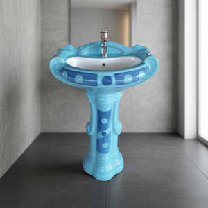 Luxury Floor Standing Granite Public Round Hand Wash Basin Sink with Pedestal Hotel Bathroom Lavabo - Product Image 2