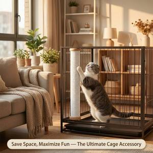 Accessoire de cage professionnel : Griffoir <span class=keywords><strong>en</strong></span> <span class=keywords><strong>bois</strong></span> robuste pour <span class=keywords><strong>chat</strong></span> <span class=keywords><strong>avec</strong></span> poteau à griffer <span class=keywords><strong>en</strong></span> sisal à fixation par boulons pour chats de petite et moyenne taille - Product Image 4