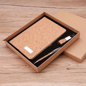 Cuaderno A5 Personalizado Ecológico de Lino y Corcho con Bolígrafo de Gel Negro y Serigrafía, Set de Regalo para Actividades Empresariales - Product Image 3