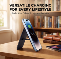 Portefeuille de recharge sans fil 3-en-1 rapide 15W avec support, sérigraphie en relief, logo UV personnalisé, portable pour les voyages en extérieur