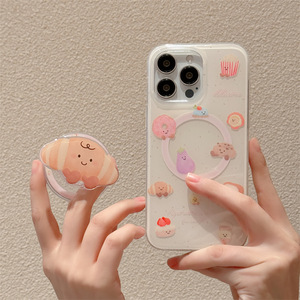 Funda Magnética Rígida para Teléfono con Diseño de Croissant de Dibujos Animados, Funda Protectora a Prueba de Golpes para iPhone 13 14 15 16 Pro Max para Mujer - Product Image 2