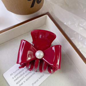 Vente en gros, pinces à griffes en acétate écologique avec nœud papillon simple, accessoires pour cheveux élégants en acétate perlé, pinces à griffes pour femmes - Product Image 4