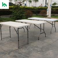 Table à manger rectangulaire pliante moderne de 8 pieds avec pieds en métal, robuste, en plastique écologique, pliable pour la salle de sport et le bureau à domicile