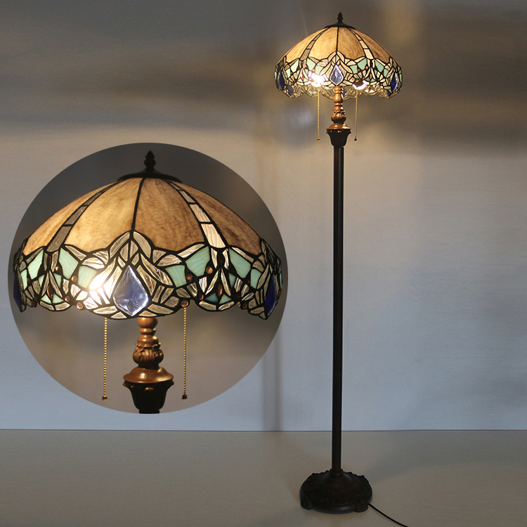 LongHuiJing 16 Inch Tiffany Floor Lamp with Handmade Colorful Dragonfly Shade