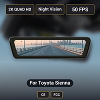 Caméra de tableau de bord avec rétroviseur intelligent pour Toyota Sienna H8 Pro, streaming 2K, écran 8,2 pouces, double objectif avant et arrière, certifiée CE FCC, qualité usine OEM