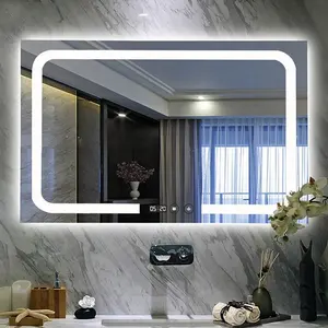 壁ミラーライト付き大型タッチスクリーンLEDバスルームスマート洗面化粧台
