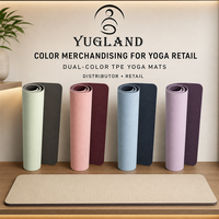 Tapis de yoga Yugaland Flagship Pro bicolore en TPE, anti-déchirure, pour l'entraînement des athlètes professionnels, fournisseur d'usine en gros