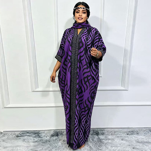 Abito Lungo da Donna Africana con Stampa Dashiki, Taglie Forti, Scollo a V, Vestibilità Ampia, di Tendenza, per Commercio Transfrontaliero - Grande Successo, Disponibile - Product Image 4