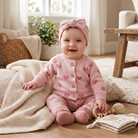 Mimixiong Oeko Tex Combinaison en coton à motif cœur pour nouveau-né, tenue de sortie de maternité, chaussons à nœud pour bébés filles, ensemble de 3 pièces