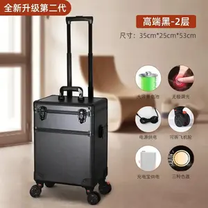 4 In 1 Professional Large Travel LED Large Capacity Makeup Artist Organizer Makeup Train Case With Wheels