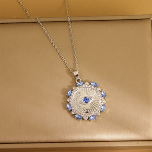 Compass Eyes Contrasting Zircon <strong>Coins</strong> Baroque Fashion Classic Trendy Jewelry <strong>Necklace</strong> - Product Image 4