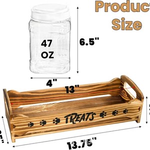 Caja de almacenamiento de madera maciza para artículos para mascotas, caja organizadora de madera multiusos, contenedor de madera para refrigerios y comida para perros. - Product Image 4