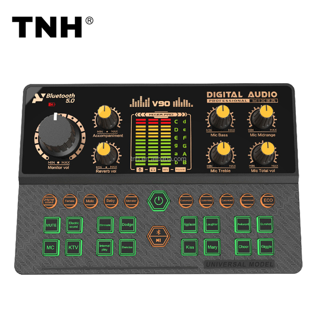 TNH V90 Studio Recording Sound Card Live Podcast Equipment Audio Interface for Laptop Mobile Phone Speaker