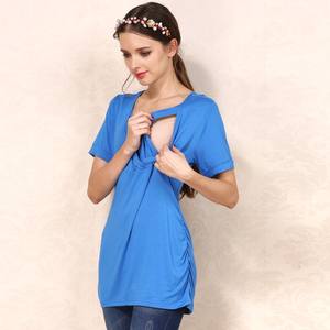 Verano Modal mujeres embarazadas Top manga corta <span class=keywords><strong>Camiseta</strong></span> de <span class=keywords><strong>lactancia</strong></span> Tops de <span class=keywords><strong>lactancia</strong></span> para ropa de maternidad - Product Image 4