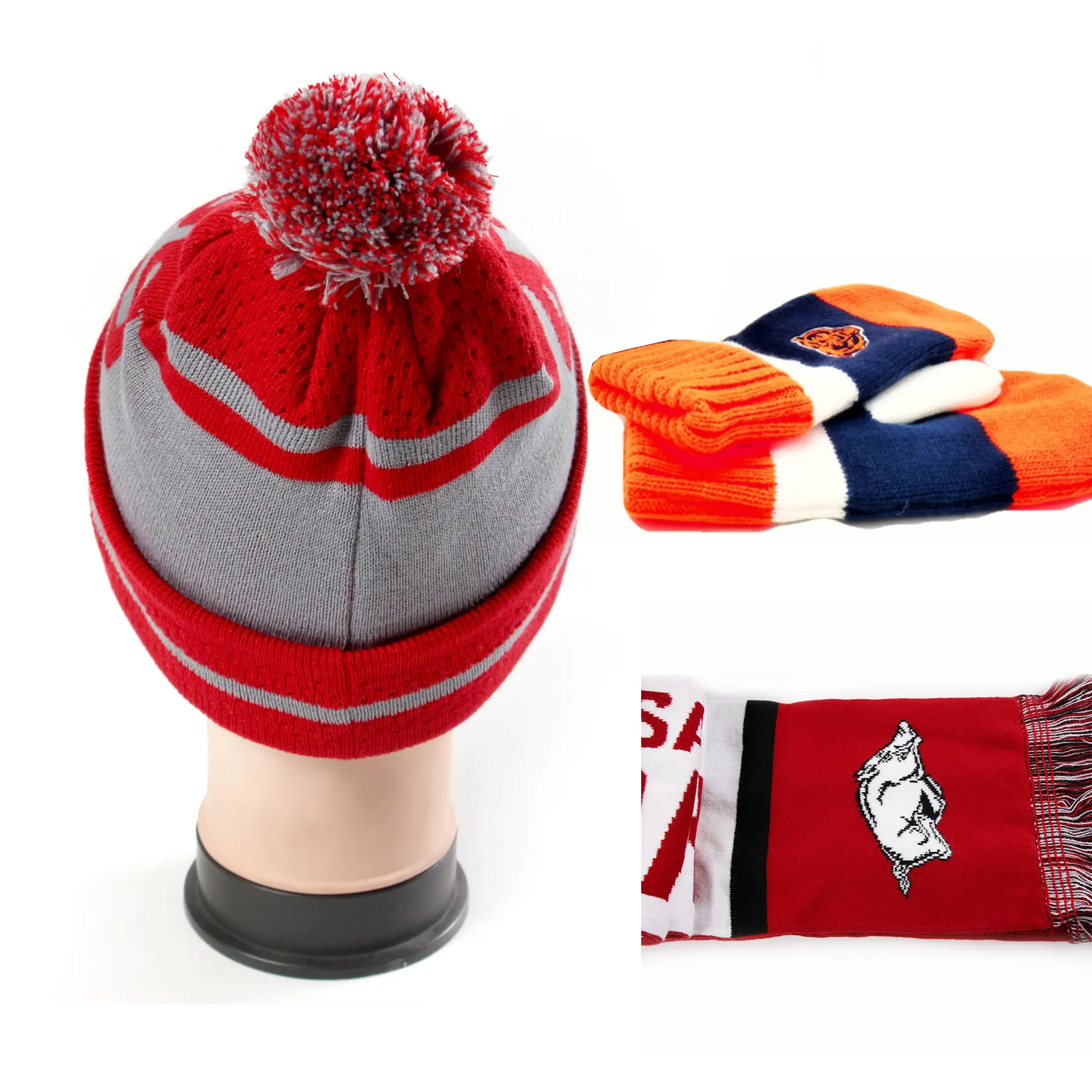Özel logo toptan kış 3 parça örgü kış eşarp şapka eldiven kadınlar için setleri örme kasketleri özel Logo işlemeli eşarp