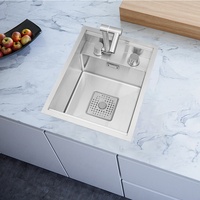 Évier de cuisine compact en acier inoxydable 304 avec couvercle dissimulé, idéal pour laver les légumes, pour îlot central ou comptoir
