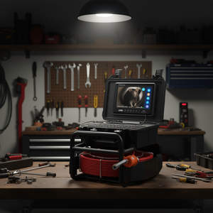 Caméra d'inspection des égouts auto-nivelante 98 pieds/30 m avec émetteur 512 Hz Modèle D0100HRS6MP Outil essentiel d'inspection automobile - Product Image 2