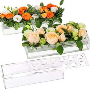 Hot Sale Clear Acrylic Rectangular <strong>Flower</strong> <strong>Vase</strong> <strong>Flower</strong> Container Planter Pot Long <strong>Flower</strong> Pot Decorative <strong>Vase</strong> Floral Centerpiece - Product Image 2