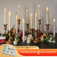 Bougies LED coniques rechargeables par USB, décorations d'Halloween et de Diwali, écologiques, effet flamme vacillante 3D, bougies électroniques à la lumière de flamme réelle