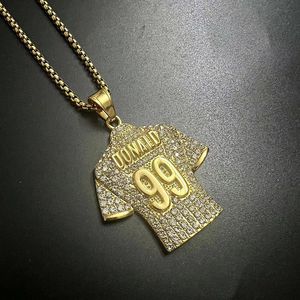 Vente chaude <span class=keywords><strong>NFL</strong></span> Football Donald 99 <span class=keywords><strong>Jersey</strong></span> Pendentif Collier pour Enfants <span class=keywords><strong>Pas</strong></span> <span class=keywords><strong>Cher</strong></span> Titane Acier Plaqué Or Diamant Clouté Hip-Hop - Product Image 6
