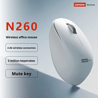 Mouse Nirkabel Lenovo N260 Asli 2.4GHz Mouse Optik Kantor untuk Komputer Desktop Laptop PC