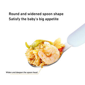 도매 맞춤형 아기 수유 세트, 유아용 실리콘 곰 손잡이가 있는 316L 스테인리스 스틸 포크 스푼 - Product Image 3