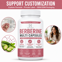 Capsules de complément alimentaire antioxydant complexe de berbérine synergique moléculaire pour adultes, livraison standardisée, précision de laboratoire