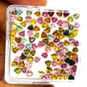 4mm Tourmaline Naturelle Trillion Cut Pierres Précieuses À Facettes Pour La Fabrication De Bijoux Perles En Vrac Multi Tourmaline Pierre Calibré En Gros - Product Image 2