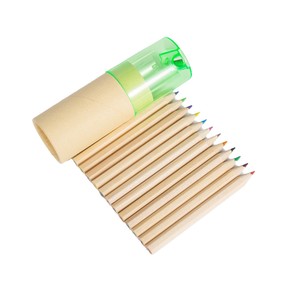 Custom Promotional Gift Mini Kraft Paper Tube Colored Pencils Set 12 Colors Natural <b>Wood</b> Drawing Pencils Set with Sharpener - Product Image 1