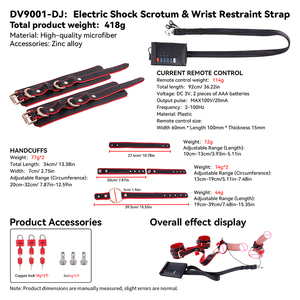 Correas genitales de pulso eléctrico, correas de sujeción de testículos de cuero PU con esposas, conjunto de sujeción corporal, juguetes sexuales BDSM para hombres - Product Image 6