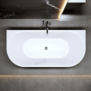 <span class=keywords><strong>Baignoire</strong></span> de trempage en acrylique autoportante blanche moderne de haute qualité avec un design cannelé et des lignes élégantes - Product Image 4