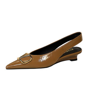 6600-K117 Scarpe da Donna con <span class=keywords><strong>Tacco</strong></span> a Zeppa, Punta Affusolata, Basse, con Fibbia a V, Stile Francese, Casual Primaverile, Versatili - Product Image 3