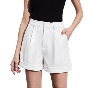 กางเกงขาสั้นสีขาวเอวสูงสไตล์ลำลองแฟชั่นสำหรับผู้หญิง คอลเลคชั่นใหม่ประจำฤดูร้อนปี 2025 - Product Image 1