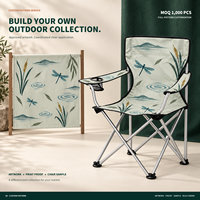 Chaise de camping en gros avec porte-gobelet latéral et logo et motif personnalisés pour le camping en plein air au bord du lac