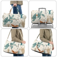 Sac de voyage matelassé personnalisé avec imprimé tropical tortue et baleine Hawaïenne, style Art Déco floral, pour le shopping, les voyages et le transport quotidien
