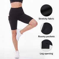 Shorts de sport taille haute pour femmes grandes tailles, en tissu extensible, avec poches latérales spacieuses, shorts de compression athlétiques