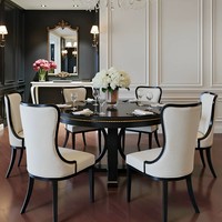 Table à manger et 6 chaises en bois massif de style néoclassique américain, luxe léger, antique français, haut de gamme, personnalisable, vente en gros