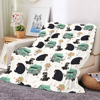 Vente en gros de couvertures en flanelle douce à motifs patchwork de personnages de dessins animés imprimés sur mesure