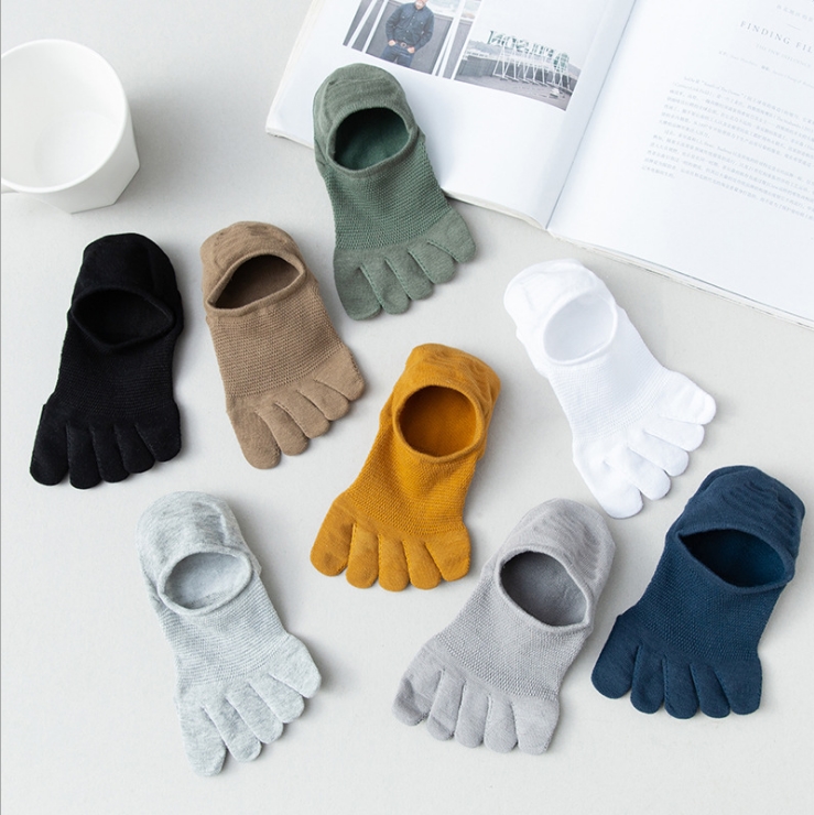 Yueli toe socks men summer thin cotton toe socks shallow mouth invisible anti - slip men socks