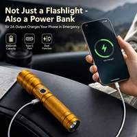 Lampe torche zoomable C1 2000 lumens, batterie externe 3000 mAh, portée 373 m, étanche IP65, LED rechargeable USB, d'urgence
