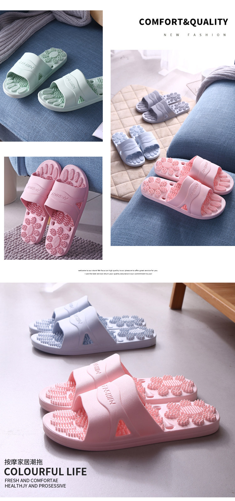 Women Men Thick Platform Slides Indoor Bathroom Slippers EVA Home Shoes