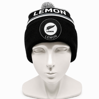 Casquette tricotée style sport rétro, rayée, avec logo LEMON et patch feuille, polyvalente, chaude et douce, pour l'hiver, 100% acrylique, pour l'extérieur et les voyages