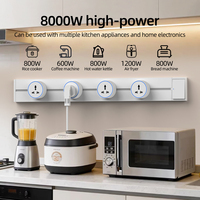 Adaptador de Enchufe Extraíble KSQ para Brasil/Italia/UE/Reino Unido/Rusia, 6 Tomas Metálicas, 32A, con Puerto USB, Interruptor, para Cocina y Oficina