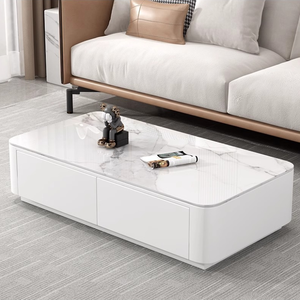 Tavolino da Caffè Moderno di Lusso con <span class=keywords><strong>Piano</strong></span> in Pietra Sinterizzata, Set Porta TV, <span class=keywords><strong>Tavolo</strong></span> da Tè in <span class=keywords><strong>Legno</strong></span> con Mobile Contenitore per Appartamento - Product Image 2